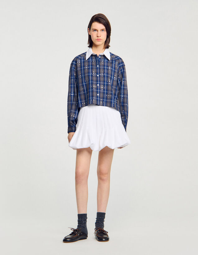 Rhinestone Check Shirt - SFPCM01478 | sandro-paris.com Rhinestone Check Shirt : Shirts color Blue