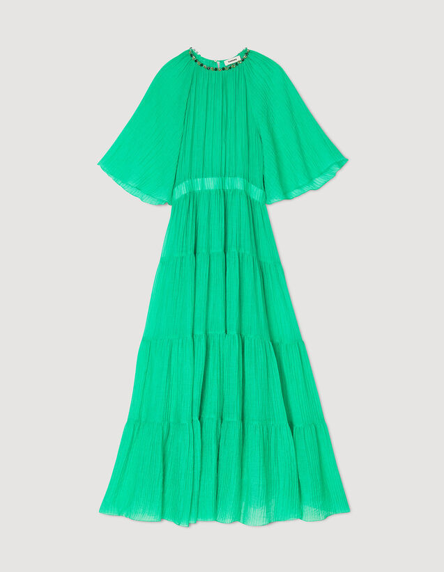 Midi Dress With Rhinestone Neck : Dresses color Green
