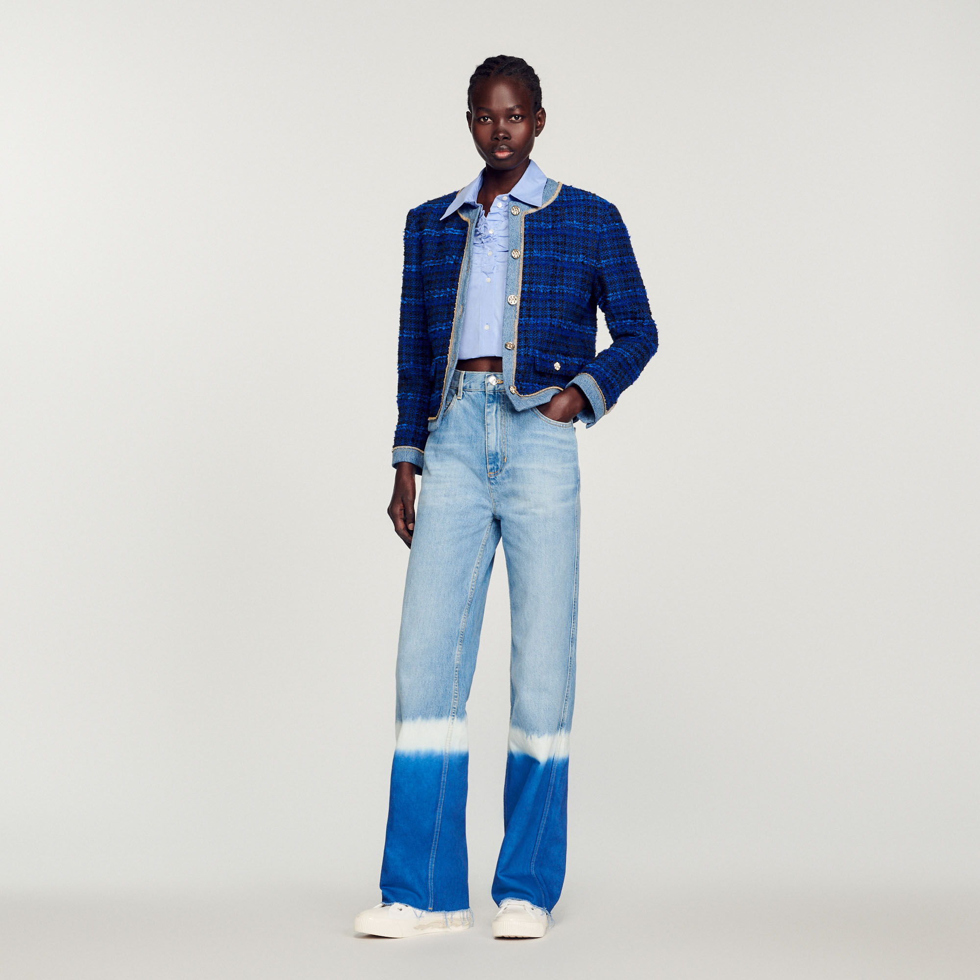 Sandro tweed blazer jacket discount