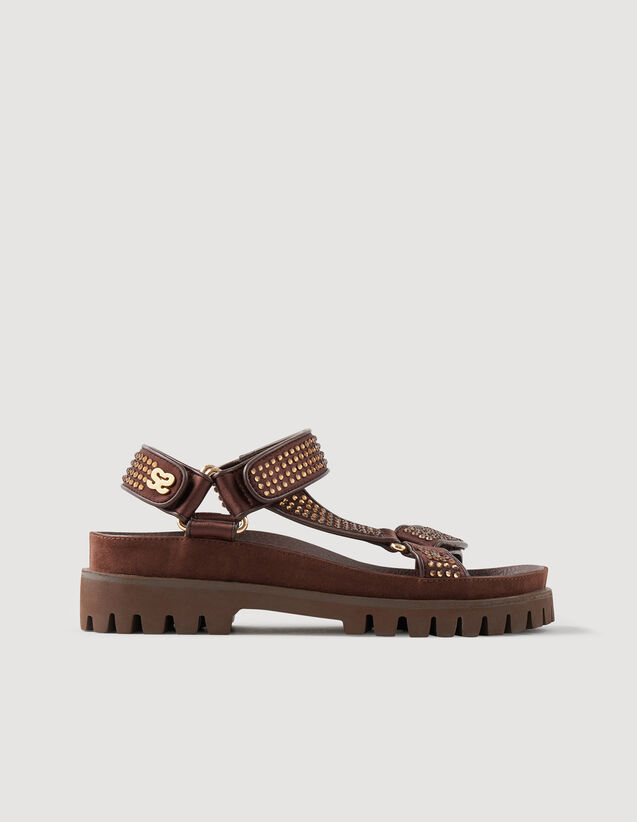 Rhinestone Sandals : Sandals color Brown
