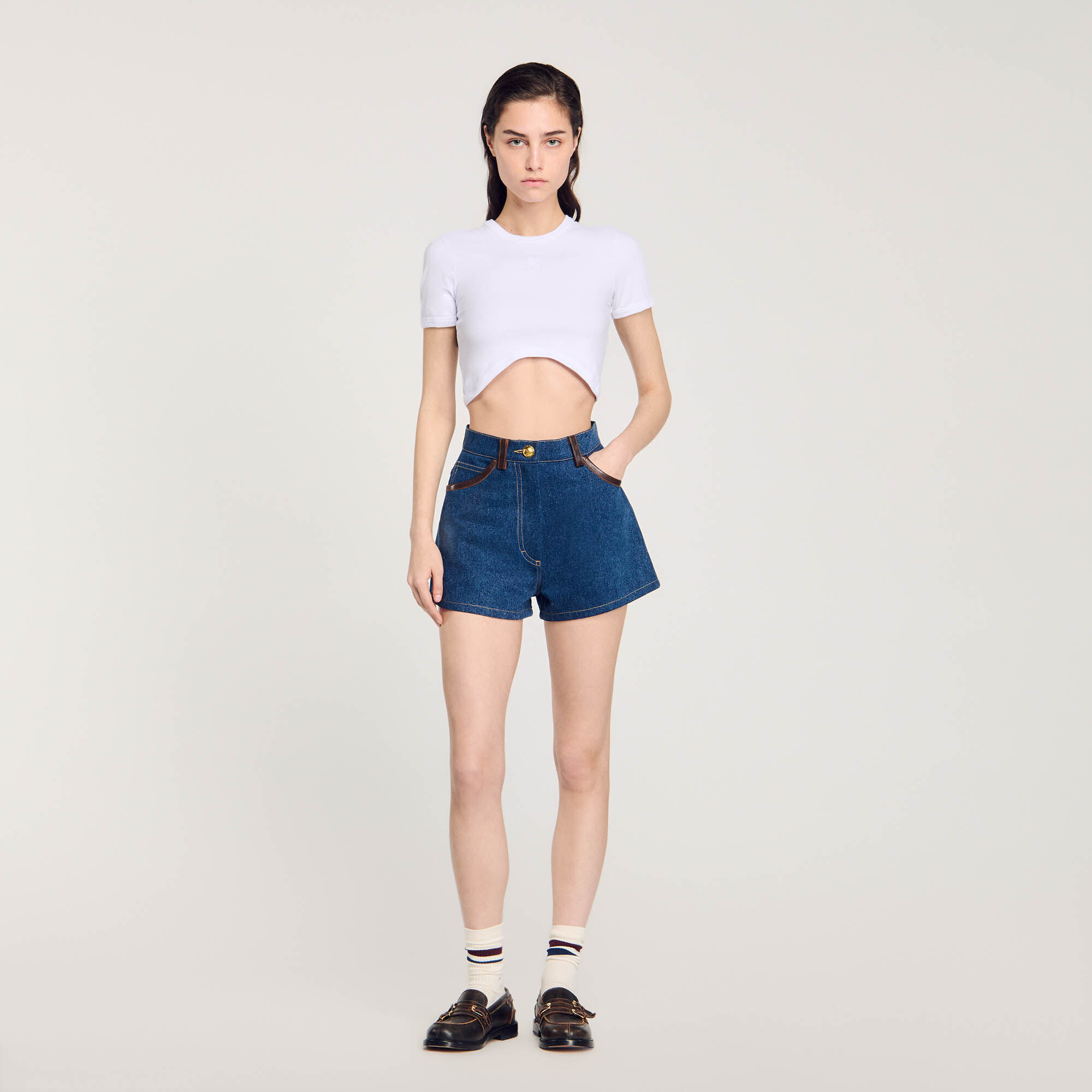 Cropped T-Shirt : Tops & T-shirts&nbsp; color white