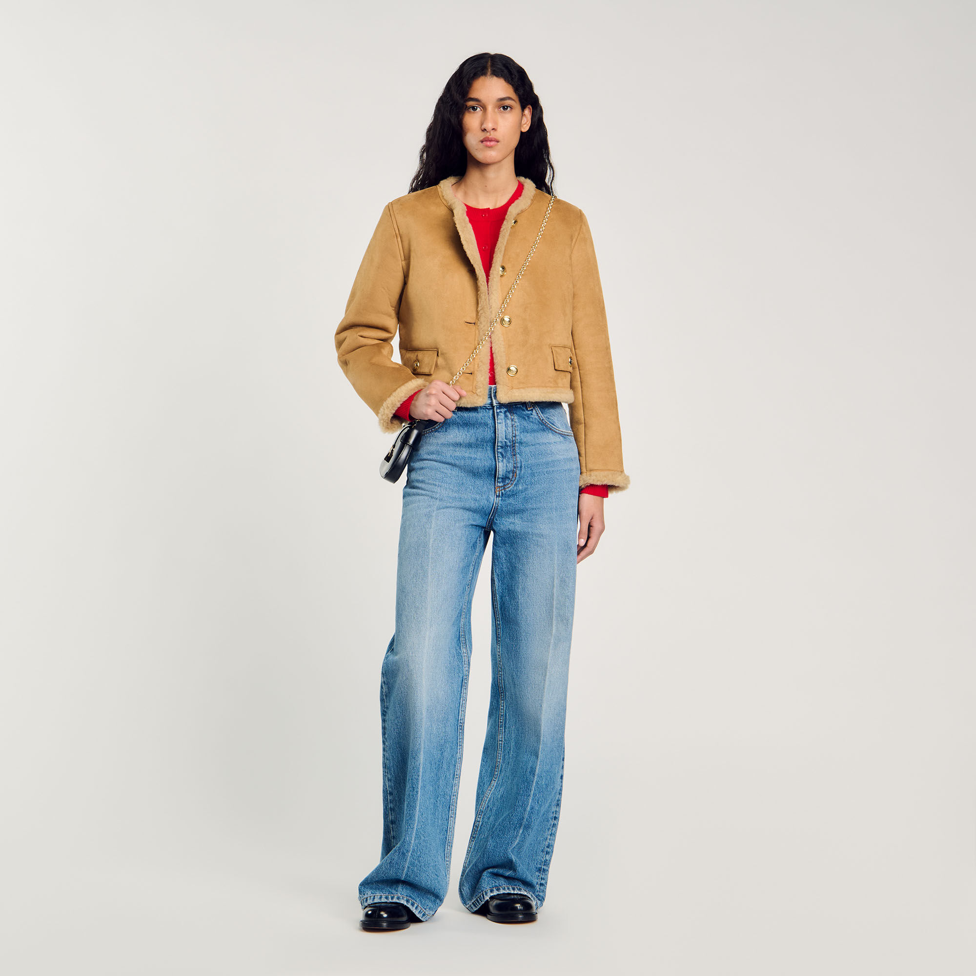 Faux Fur Jacket : Coats & Jackets&nbsp; color Beige