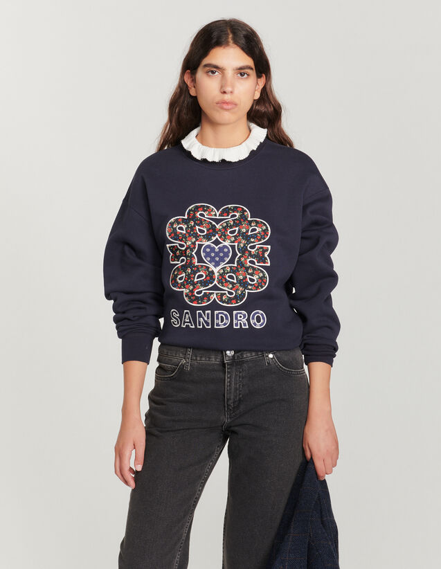 Sweatshirt With Contrasting Neck : Tops color Midnight Blue