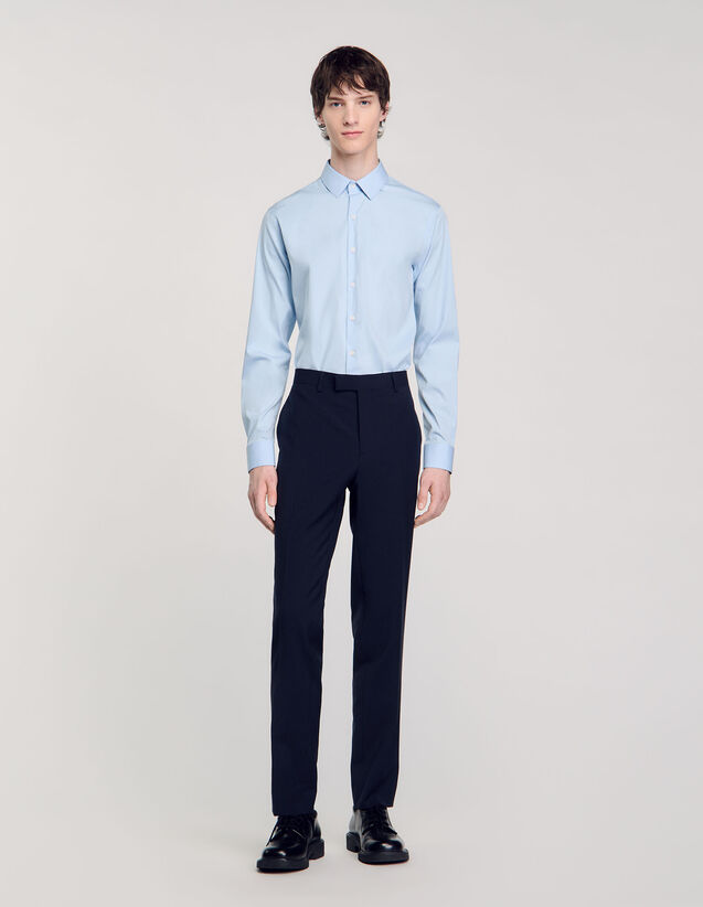 Fitted Stretch Cotton Shirt - SHPCM00858 | sandro-paris.com Fitted Stretch Cotton Shirt : Shirts color white