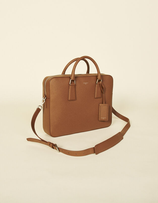 Saffiano Leather Briefcase : Leather Goods color Black