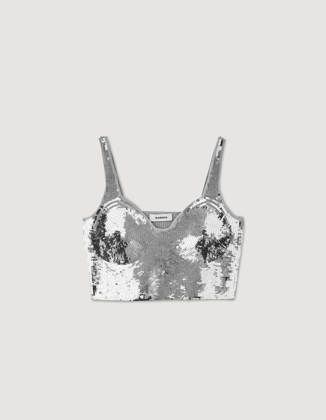 Sequin Bralette : Sweaters & Cardigans color Silver