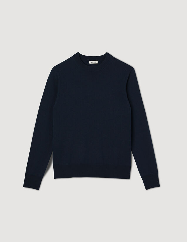 Fine Knit Wool Sweater : Sweaters & Cardigans color Navy Blue