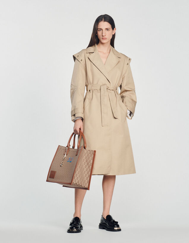 Trench Coat With A Wide Collar : Coats color Beige