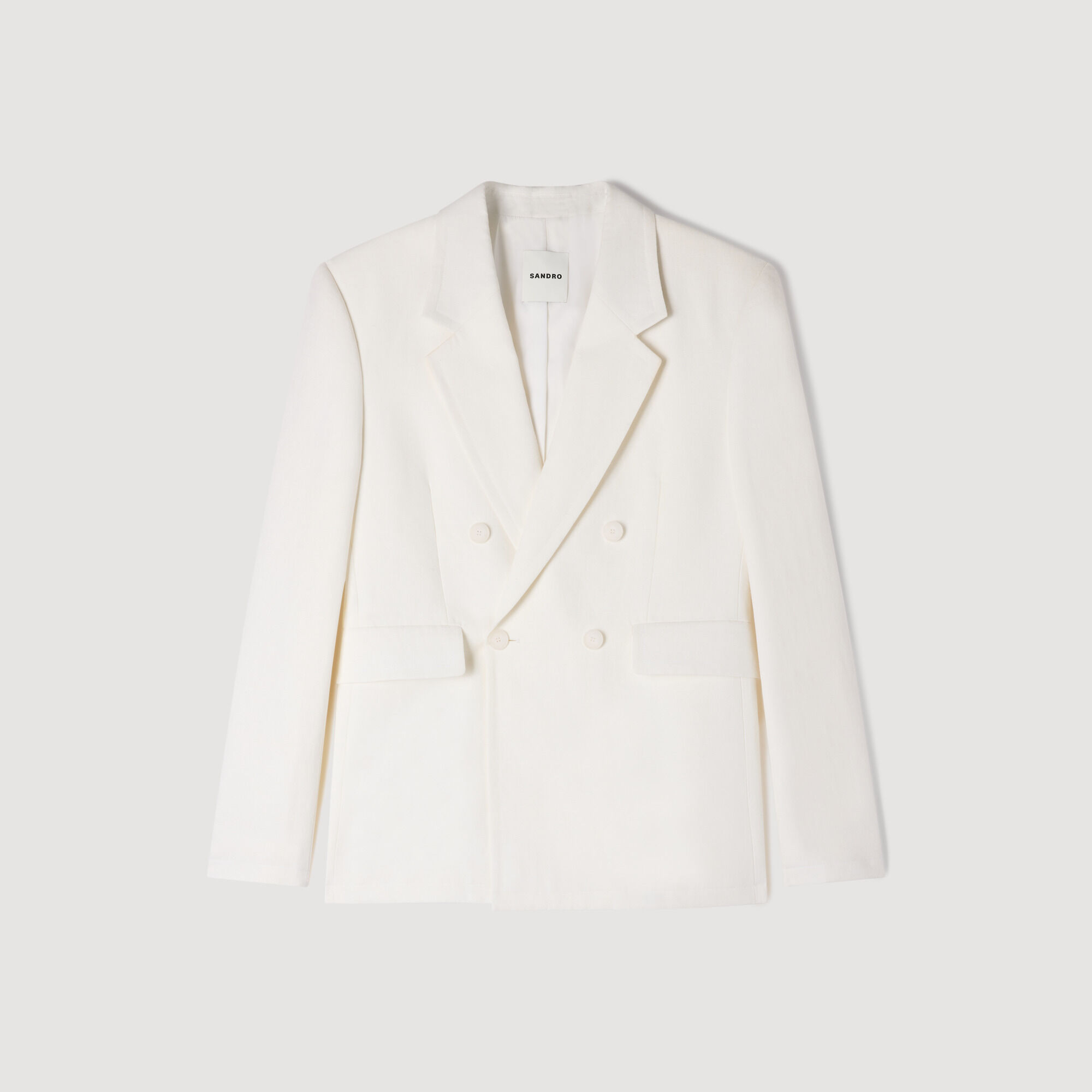 Double-Breasted Linen Suit Jacket : Suits & Tuxedos color white
