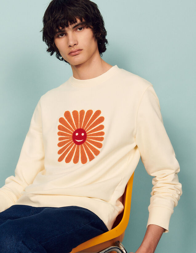 Sweatshirt With Patch : Sweatshirts color Ecru