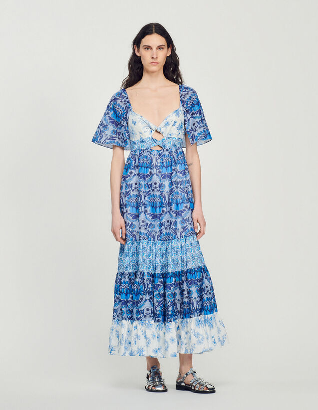 Long Scarf Print Dress : Dresses color Blue