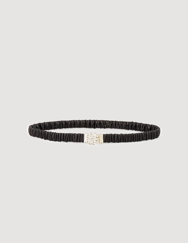 Elasticated Leather Belt : Belts color Black