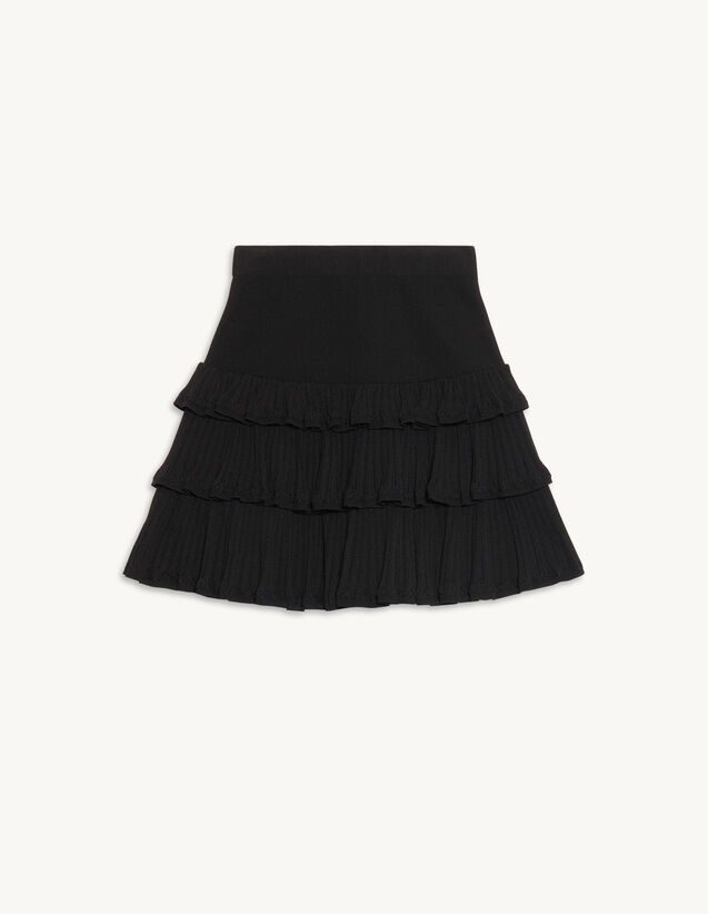 Knitted Ruffle Skirt : Skirts & Shorts color Black