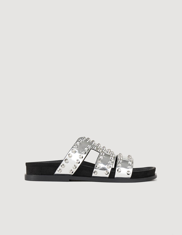 Flat Rivet Sandals : Shoes color Silver