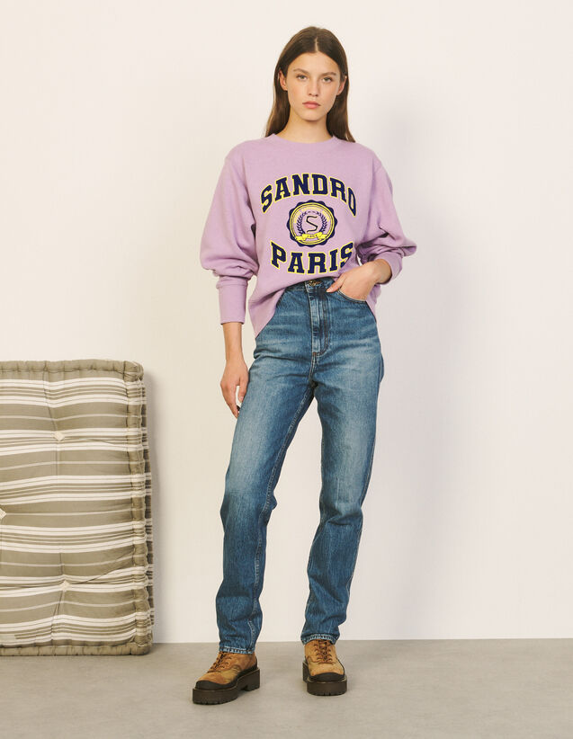 Printed And Flocked College Sweatshirt : Tops color Mauve