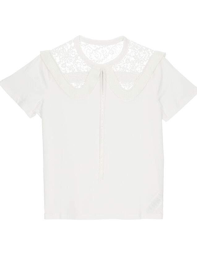 T-Shirt With Oversized Peter Pan Collar : T-shirts color white