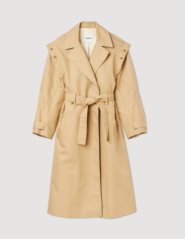 Trench Coat With A Wide Collar : Coats color Beige