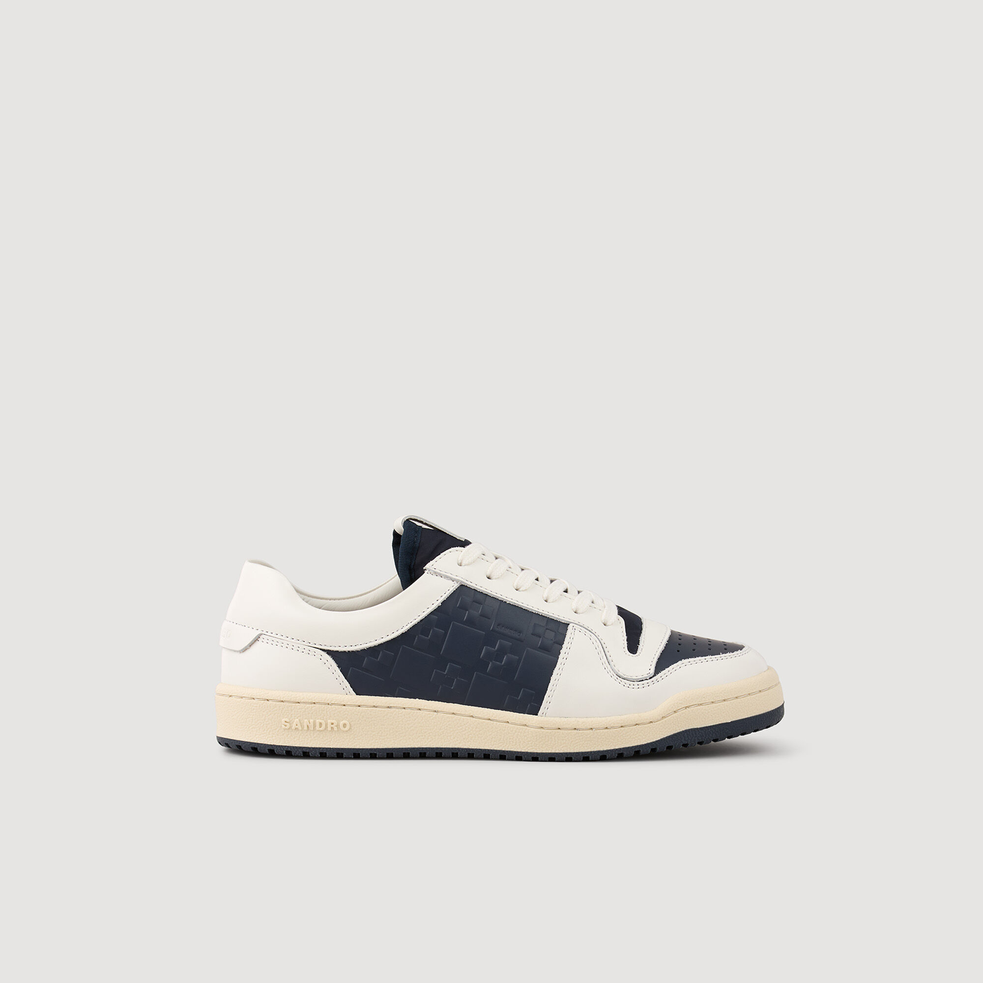 Low-Top Leather Trainers : Shoes color Navy Blue