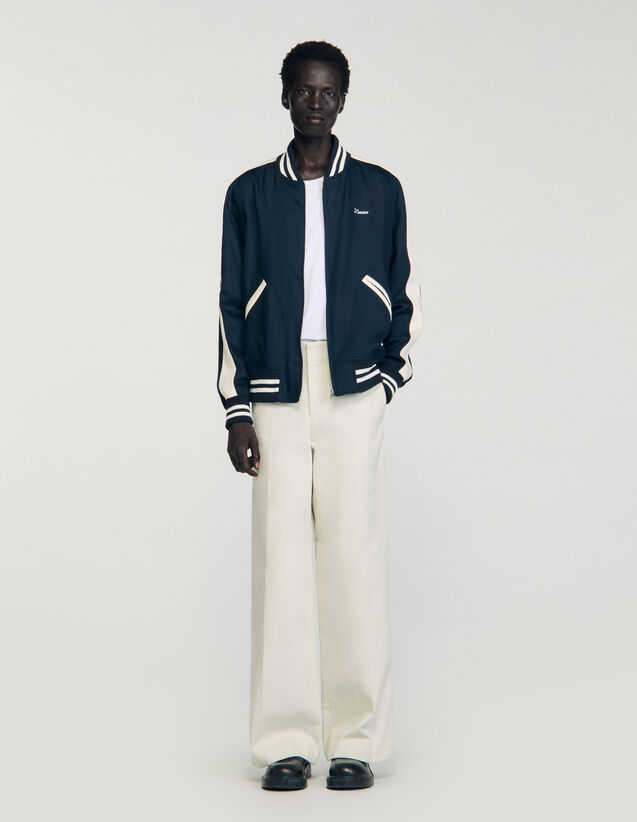 Zip-Up Varsity Jacket - SHPBL01106 | sandro-paris.com Zip-Up Varsity Jacket : Jackets & Coats color Navy Blue