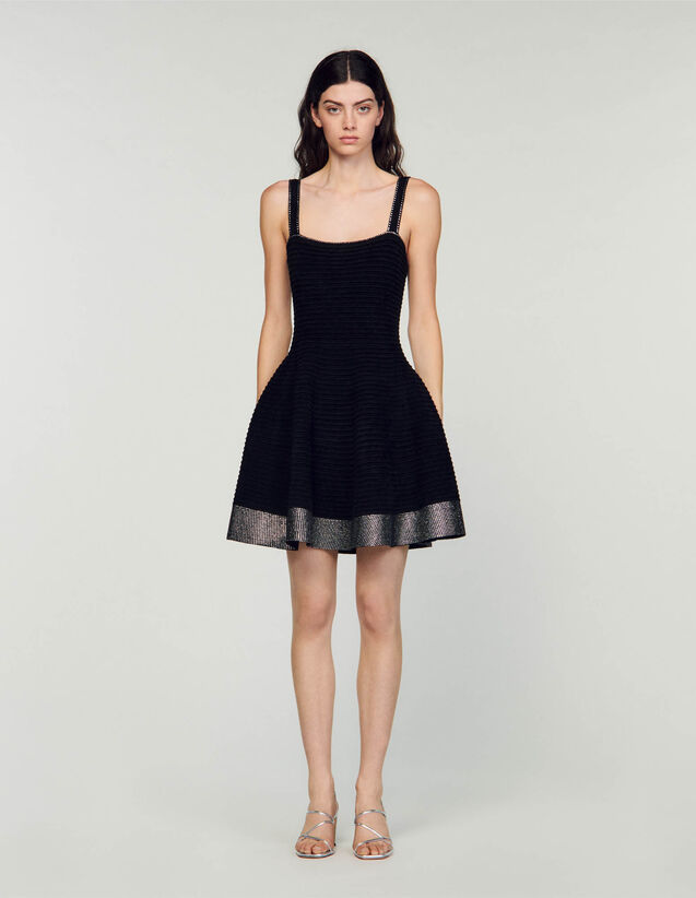 Dress Embellished With Rhinestones : Dresses color Black