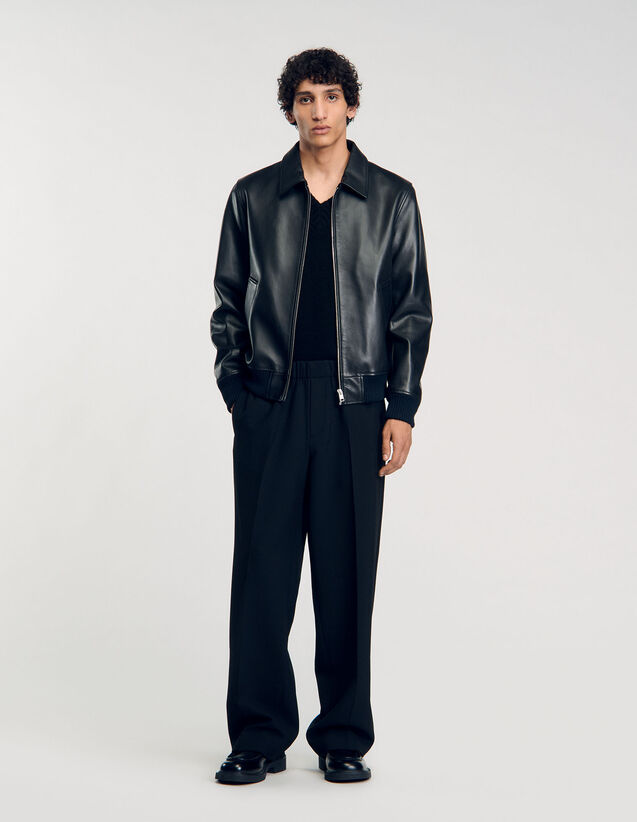 Plain Leather Jacket - SHPBL01024 | sandro-paris.com Plain Leather Jacket : Jackets & Coats color Black