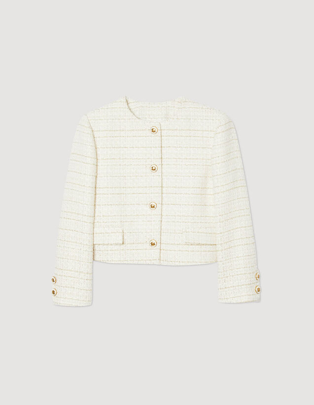 Tweed Jacket : Blazers & Jackets color Ecru / Gold