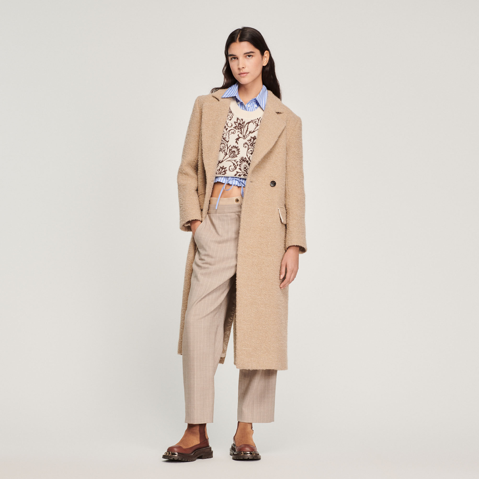 Long Coat With Tailored Collar Coats Jackets Sandro paris