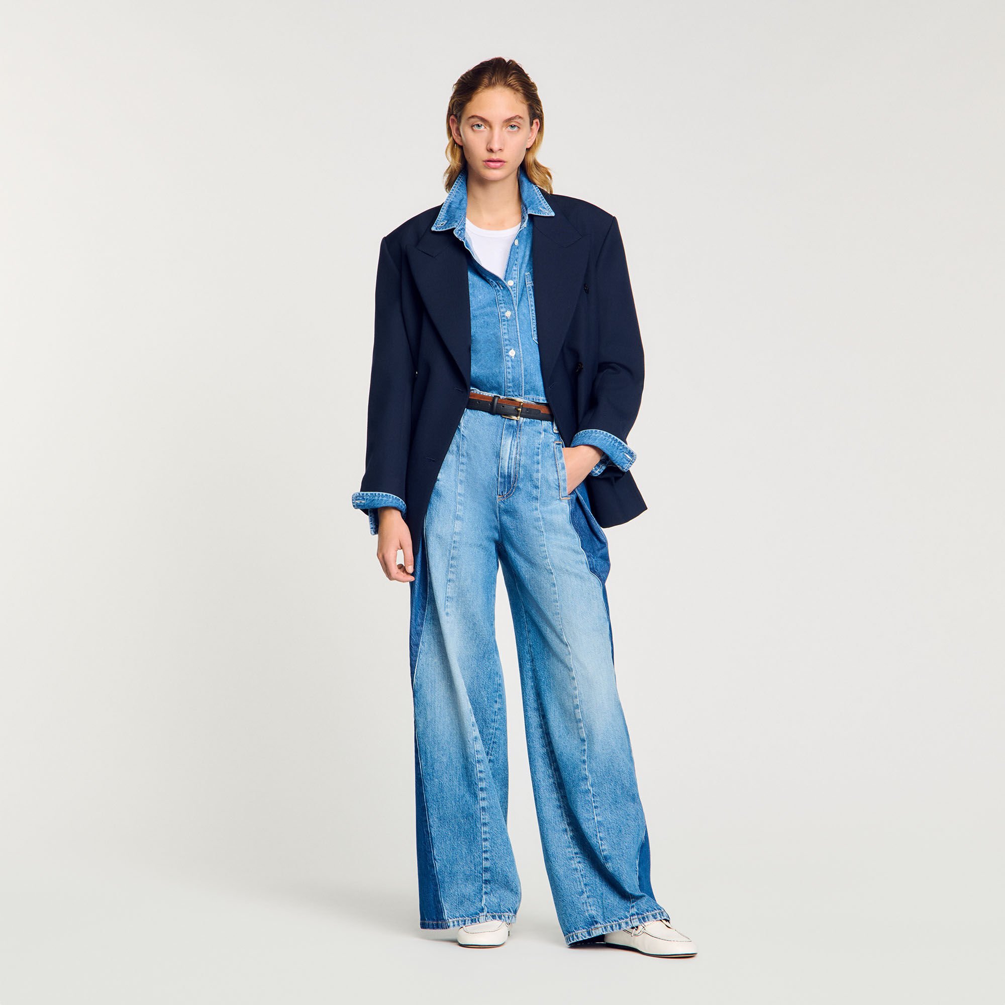 【海外限定】Sandroスエードジャケット☆High-Neck Relaxed-Fit LUXE/R 【セットアップ対応】 ゴルフウェア メンズ ジャケット