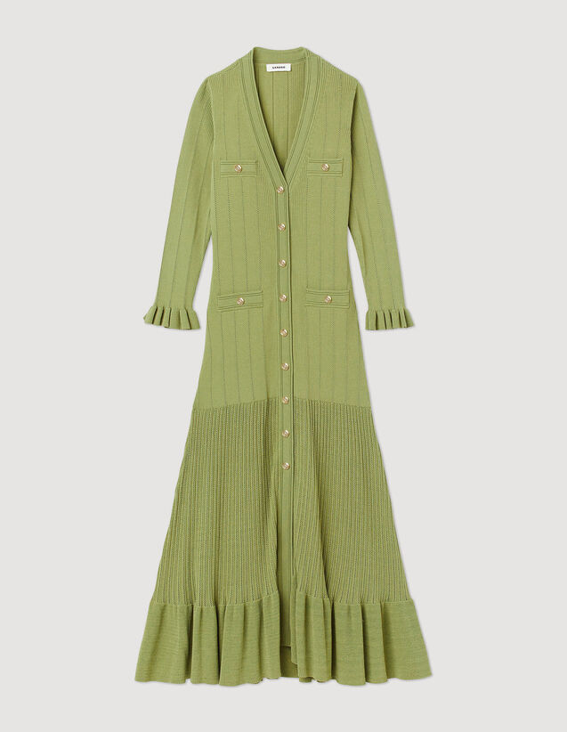 Long Knitted Dress : Dresses color Olive Green
