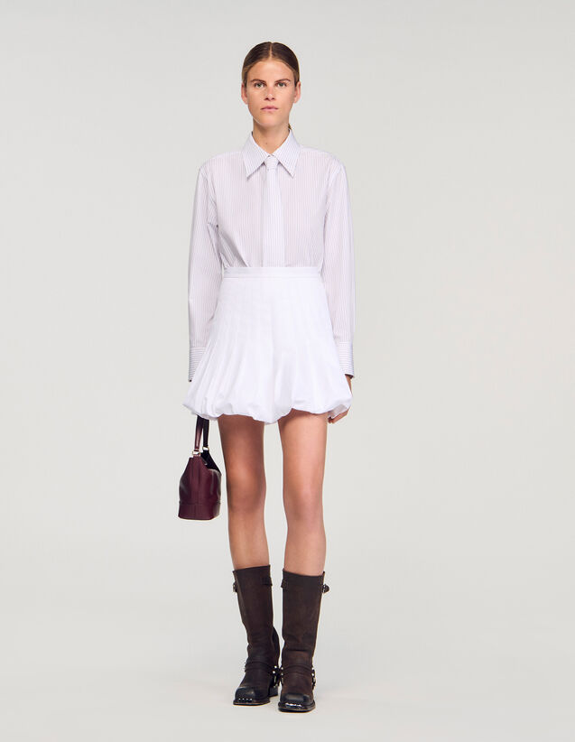 Striped Shirt With Detachable Tie - SFPCM01538 | sandro-paris.com Striped Shirt With Detachable Tie : Shirts color White / Red