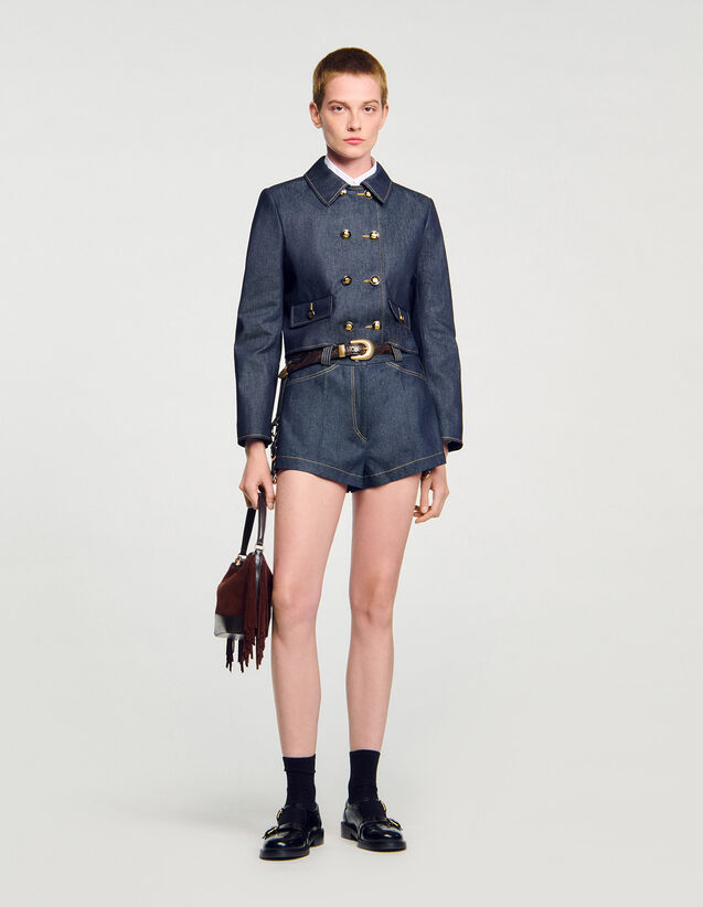 Denim Shorts - SFPSH00496 | sandro-paris.com Denim Shorts : Skirts & Shorts color Deep blue