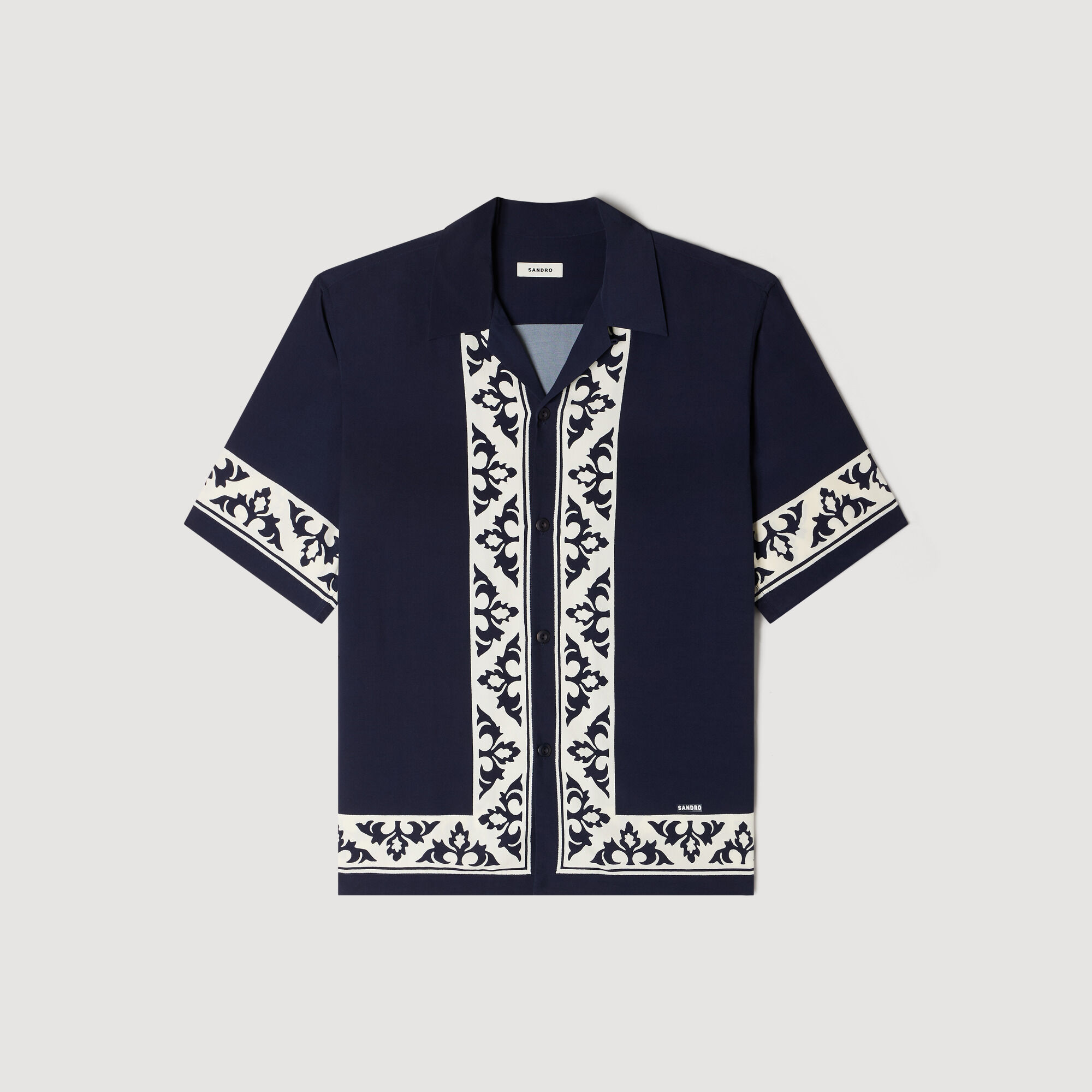 Loose-Fit Contrast Print Shirt : Shirts color Navy Blue