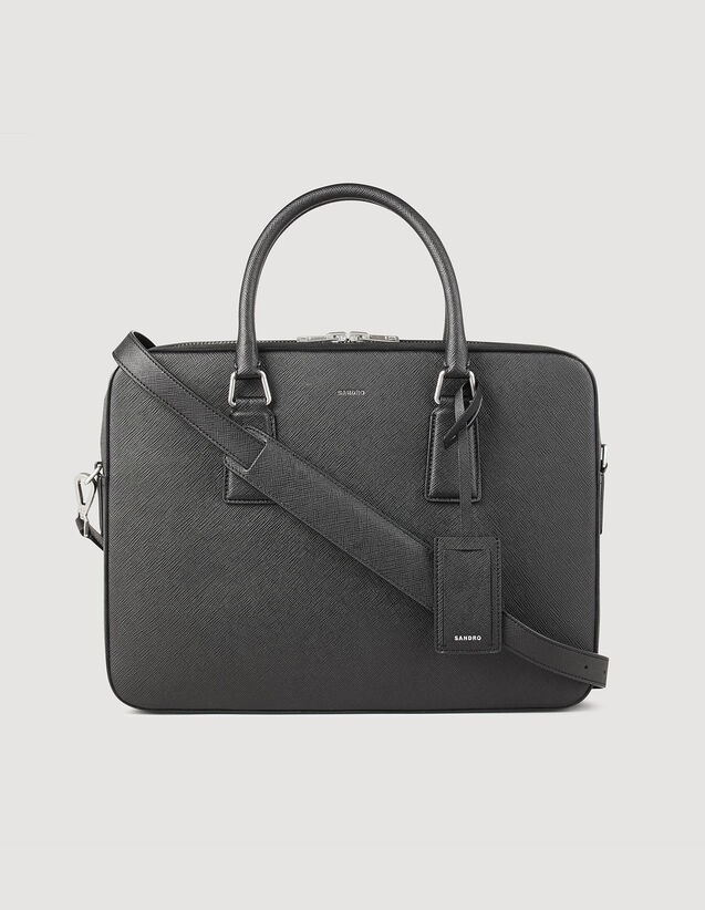 Reconstituted Leather Briefcase - SHASA01193 | sandro-paris.com Reconstituted Leather Briefcase : Bags color Black