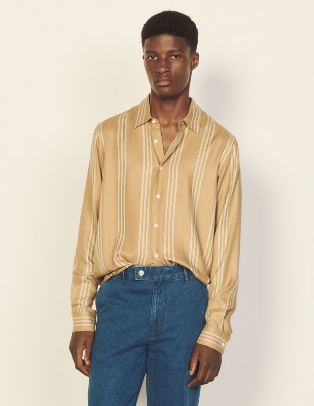 Striped Flowing Shirt : Shirts color Beige