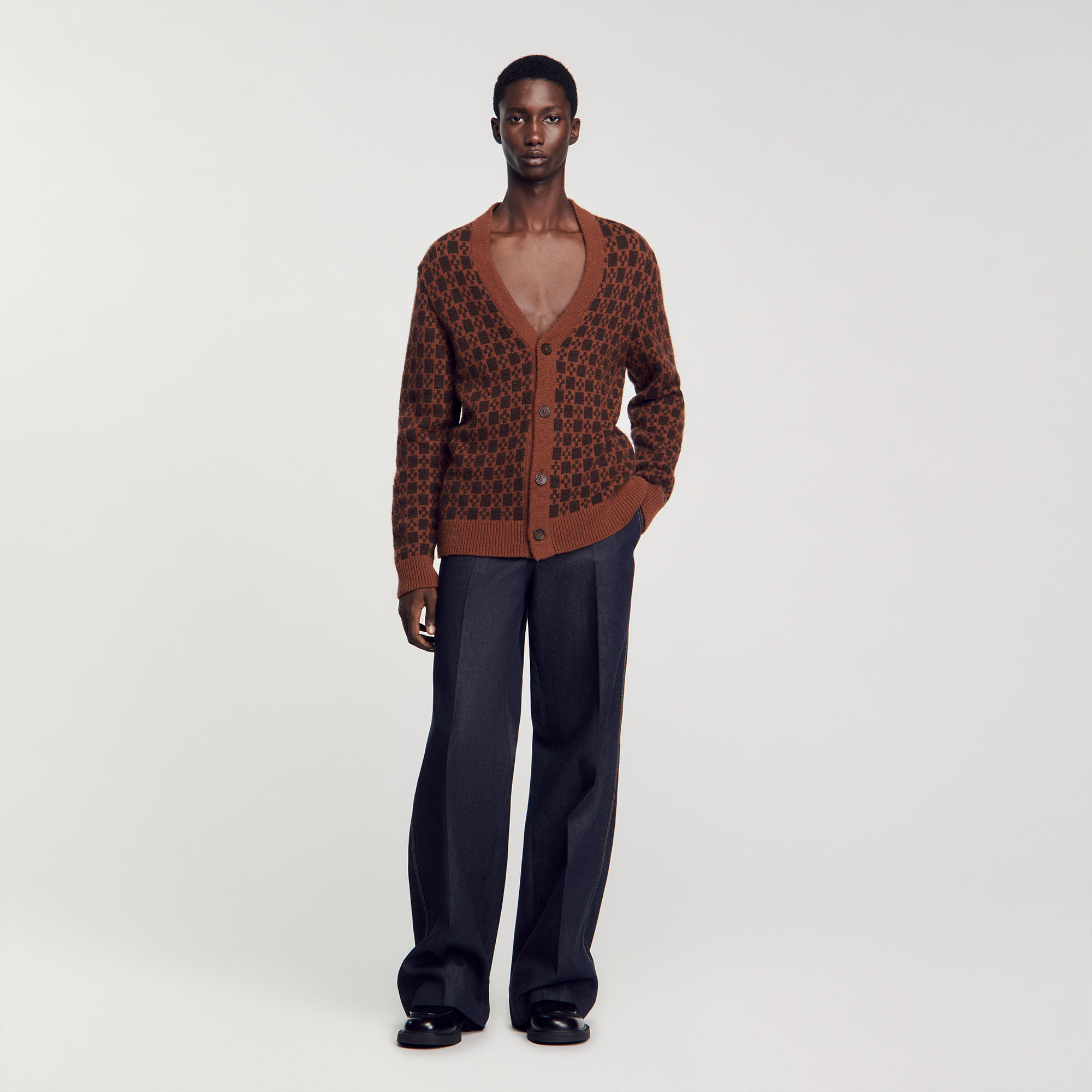 Cognac cardigan sweater sales