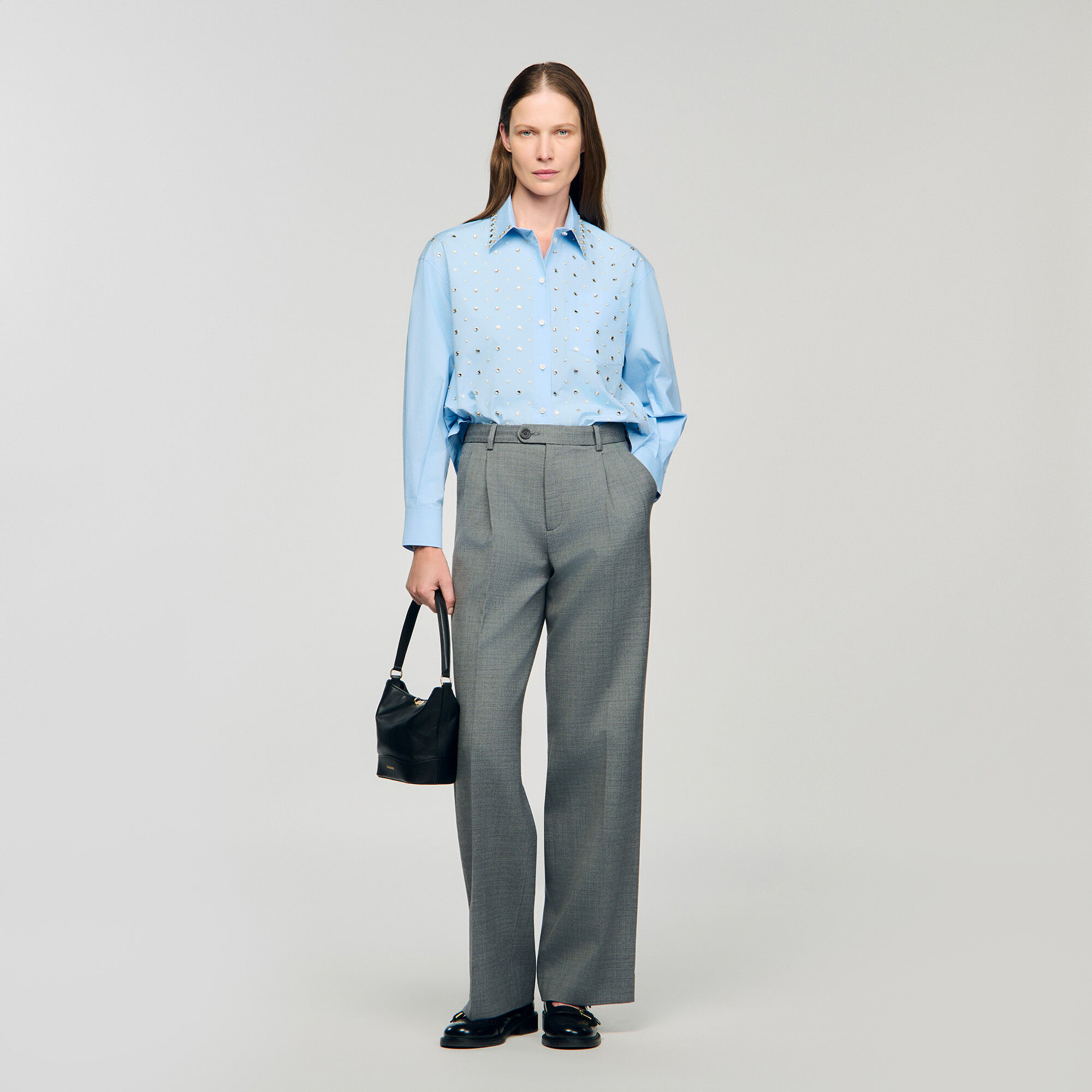 Rhinestone Shirt : Shirts color Sky Blue