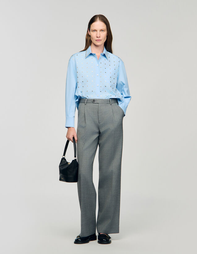 Rhinestone Shirt - SFPCM01559 | sandro-paris.com Rhinestone Shirt : Shirts color Sky Blue