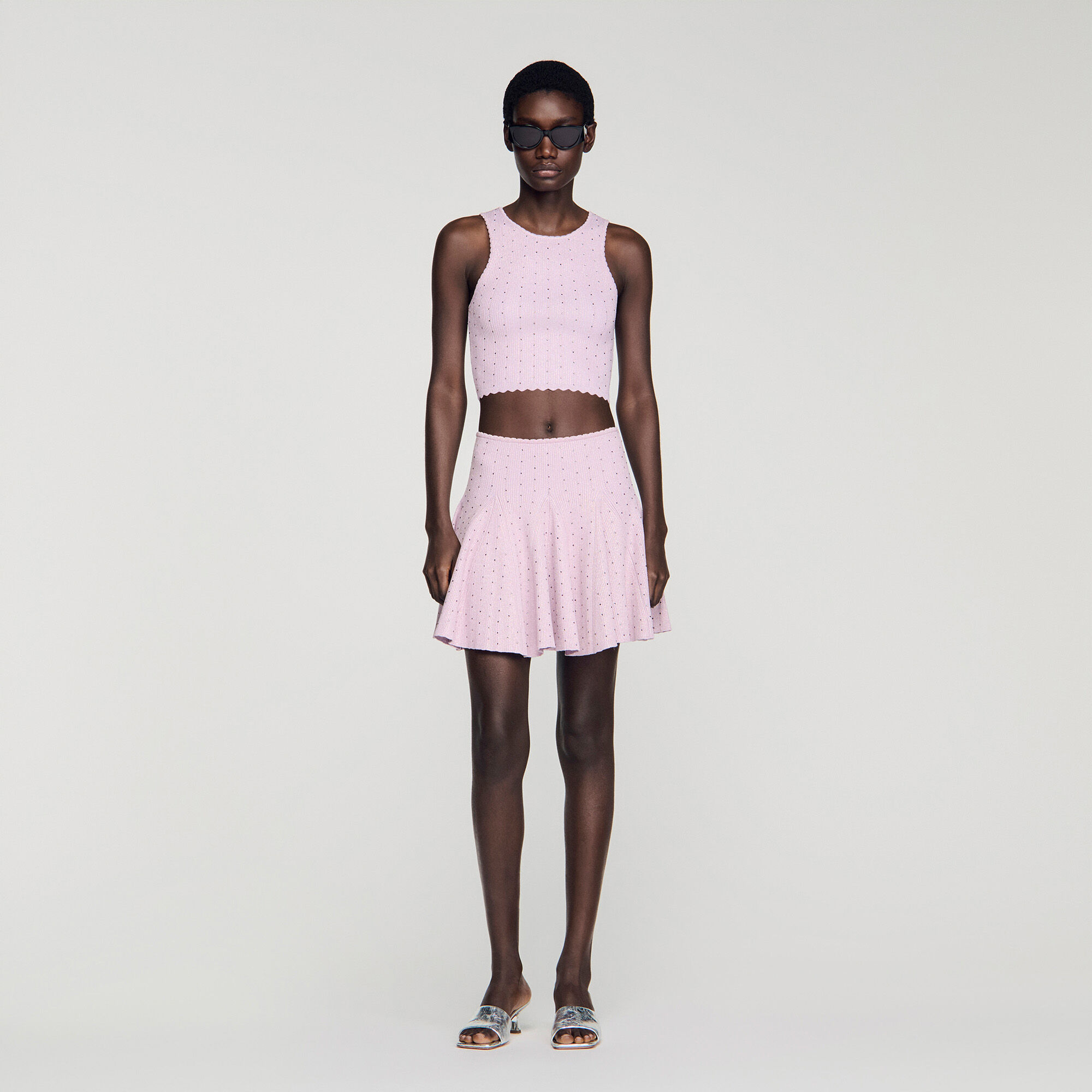 Rhinestone Knit Crop Jumper : Sweaters & Cardigans color Mauve