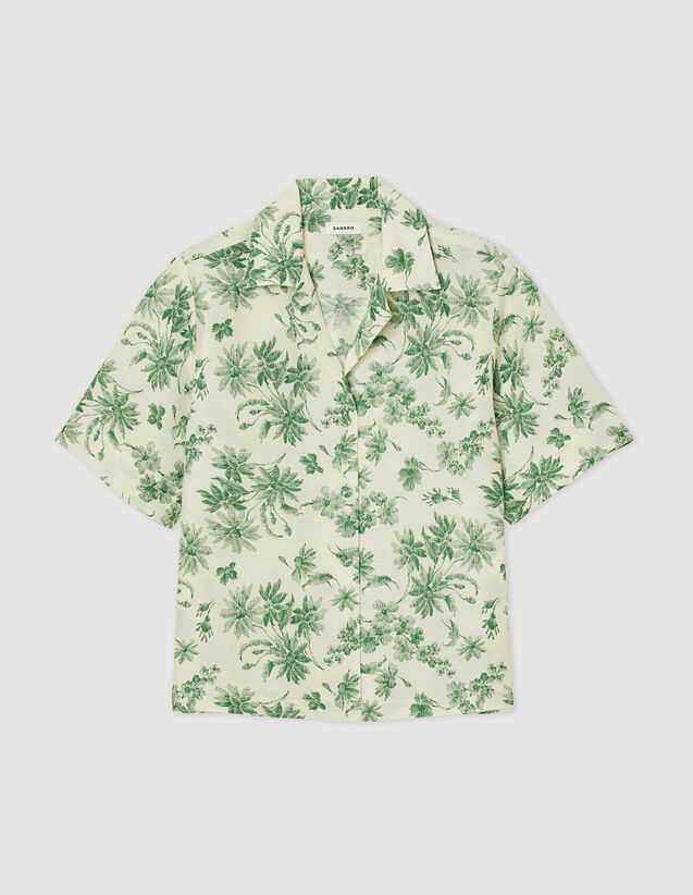 Loose Printed Shirt : Shirts color Ecru - Green