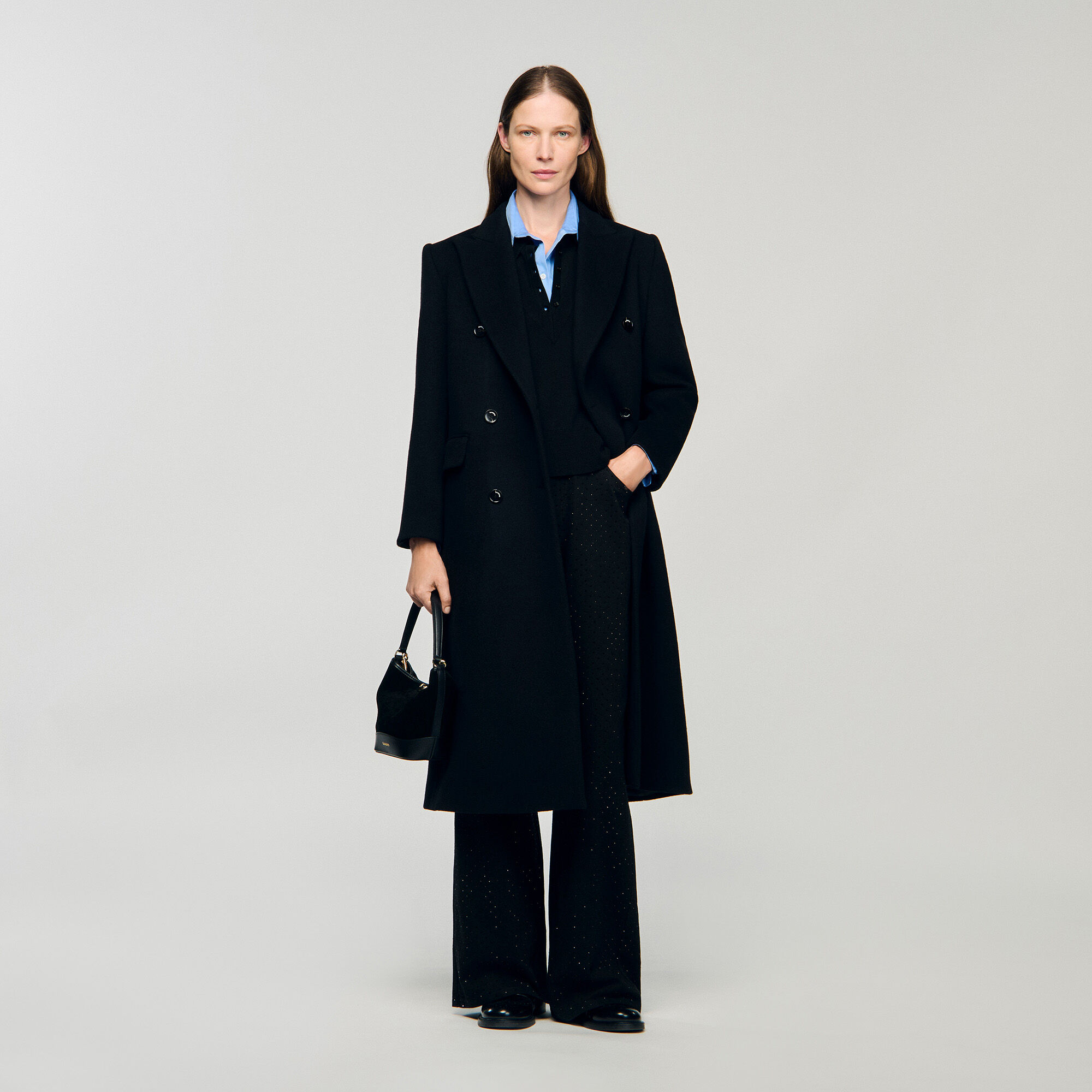 Long Wool Coat : Coats color Black
