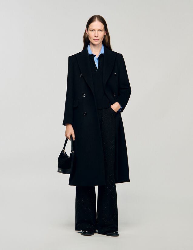 Long Wool Coat - SFPOU00800 | sandro-paris.com Long Wool Coat : Coats color Black