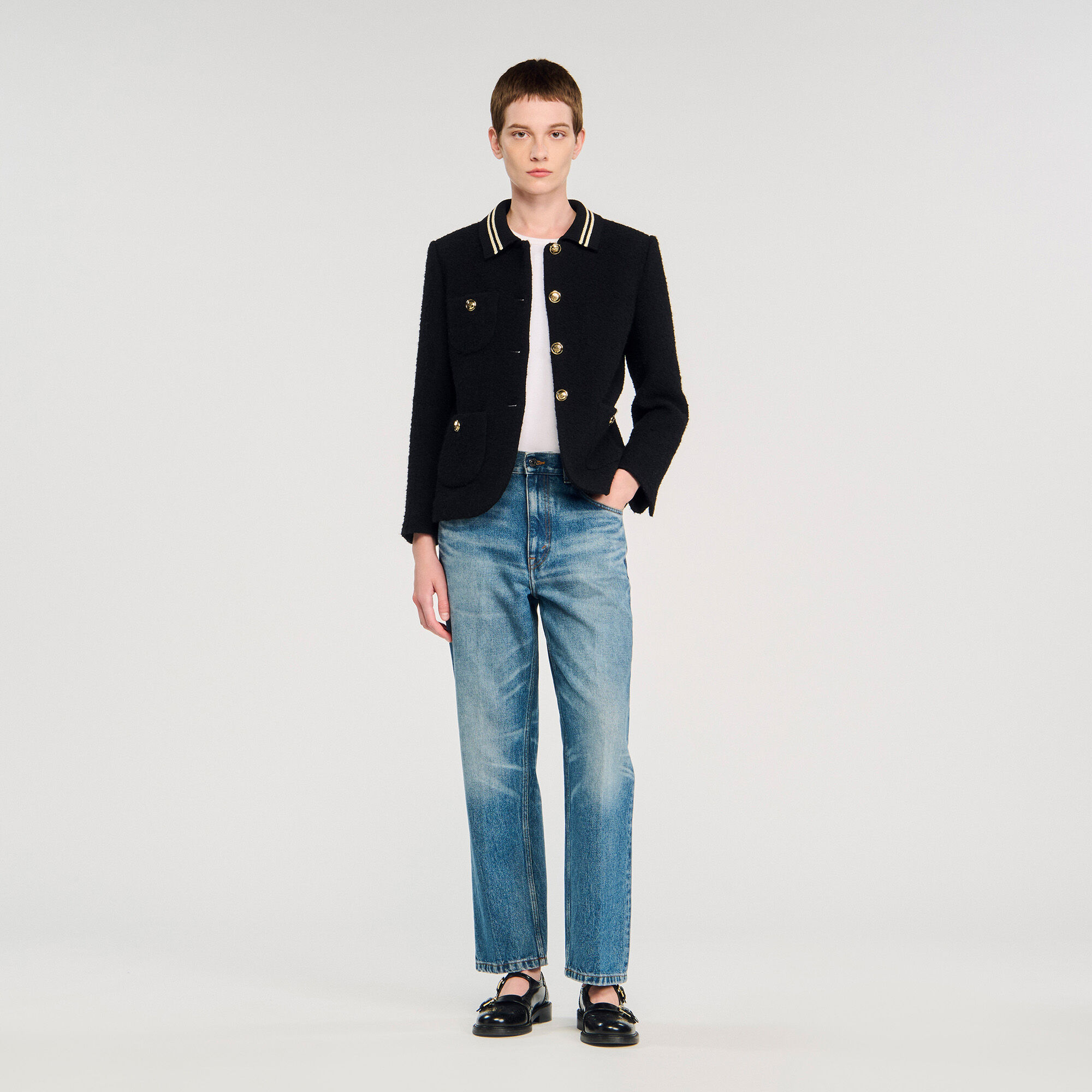 24AW【saqui】tweed no-collar jacket 24AW【saqui】tweed no-collar jacket
