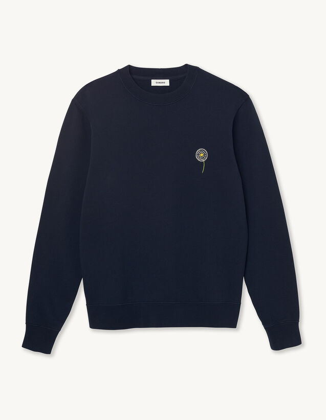 Embroidered Dandelion Sweatshirt : Sweatshirts color Navy Blue