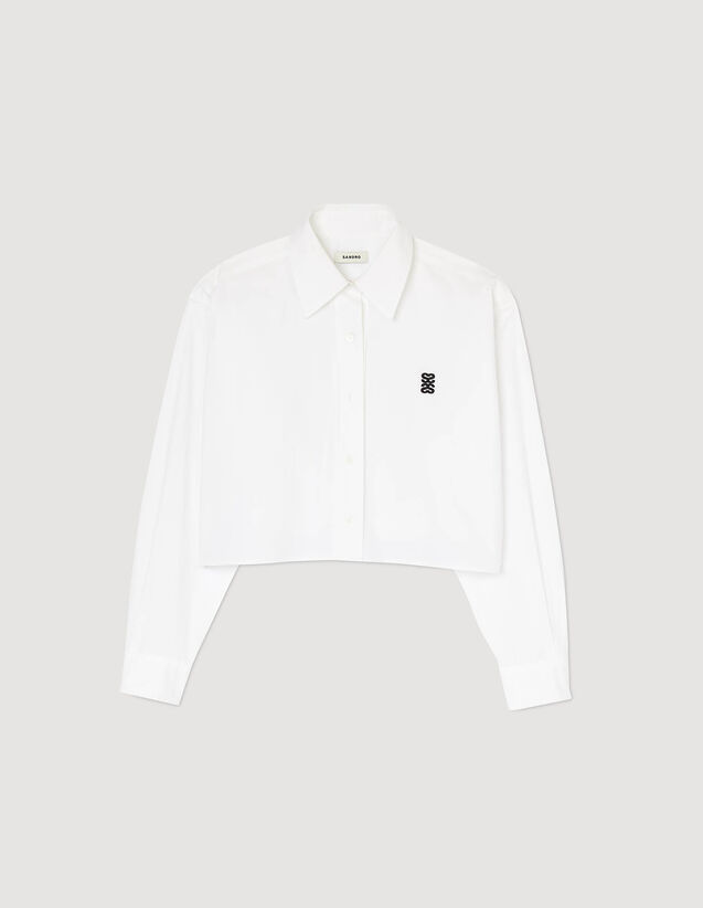 Cropped Poplin Shirt : Shirts color white