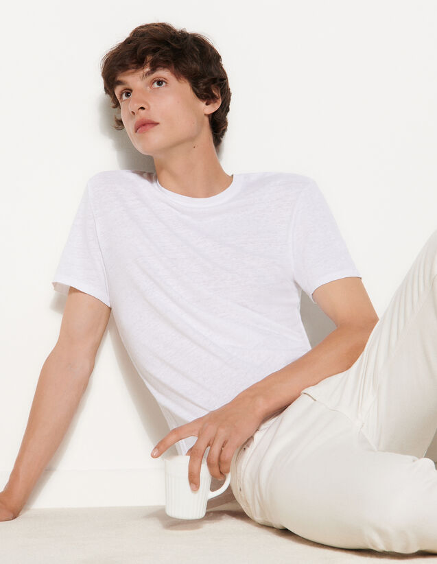 Linen T-Shirt : T-shirts & Polo shirts color white