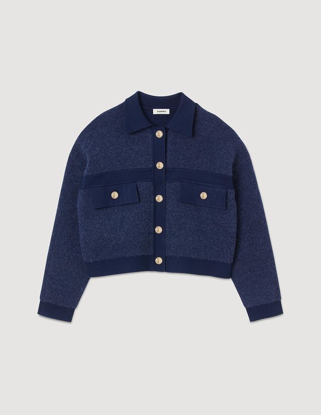 Terry Knit Cardicoat : Sweaters & Cardigans color Blue