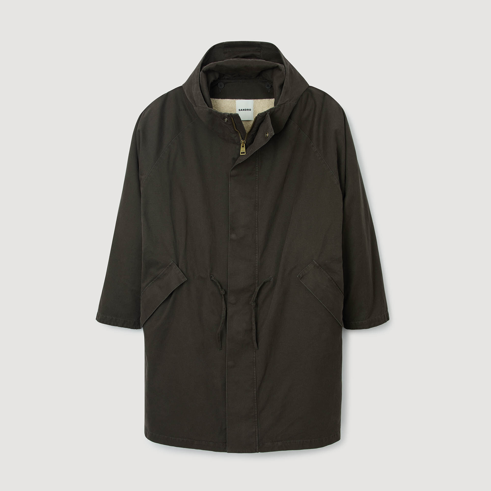 Oversized Cotton And Wool Parka : Jackets & Coats color Dark taupe