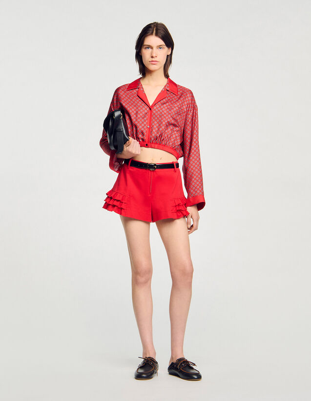 Scarf Print Shirt - SFPCM01499 | sandro-paris.com Scarf Print Shirt : Shirts color Red / Pink