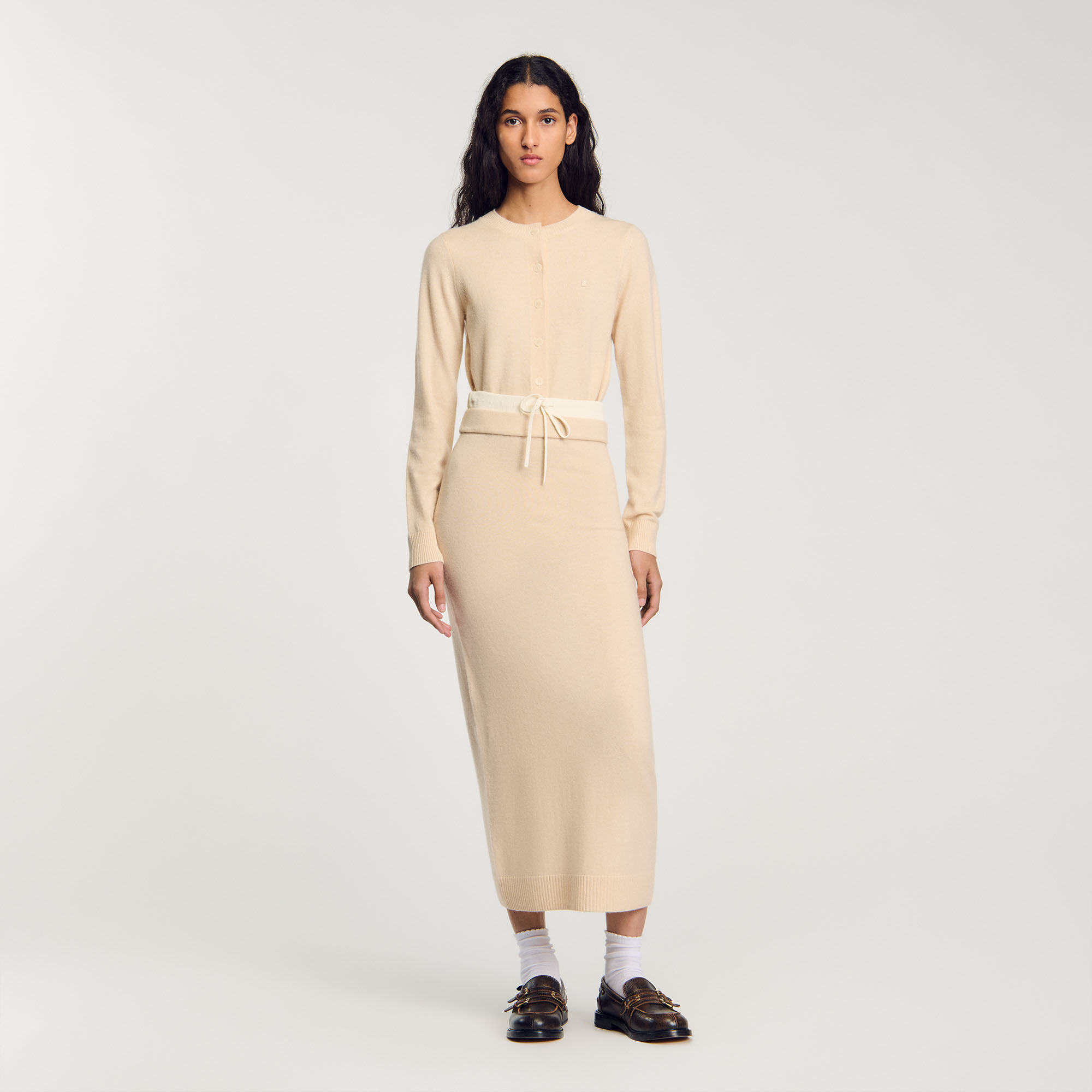 Long Double Waistband Skirt : null color 