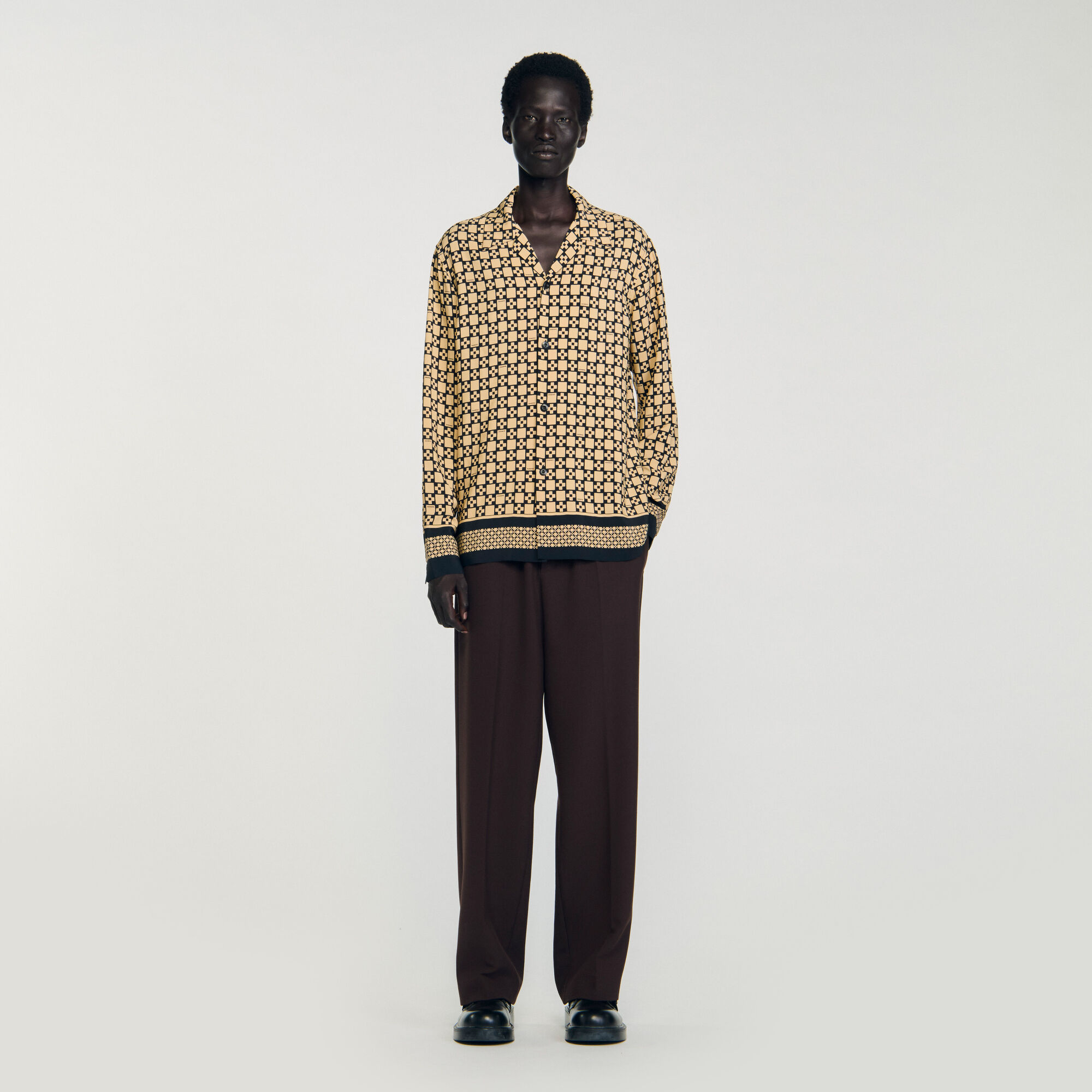 Printed Loose-Fit Shirt : Shirts color Beige